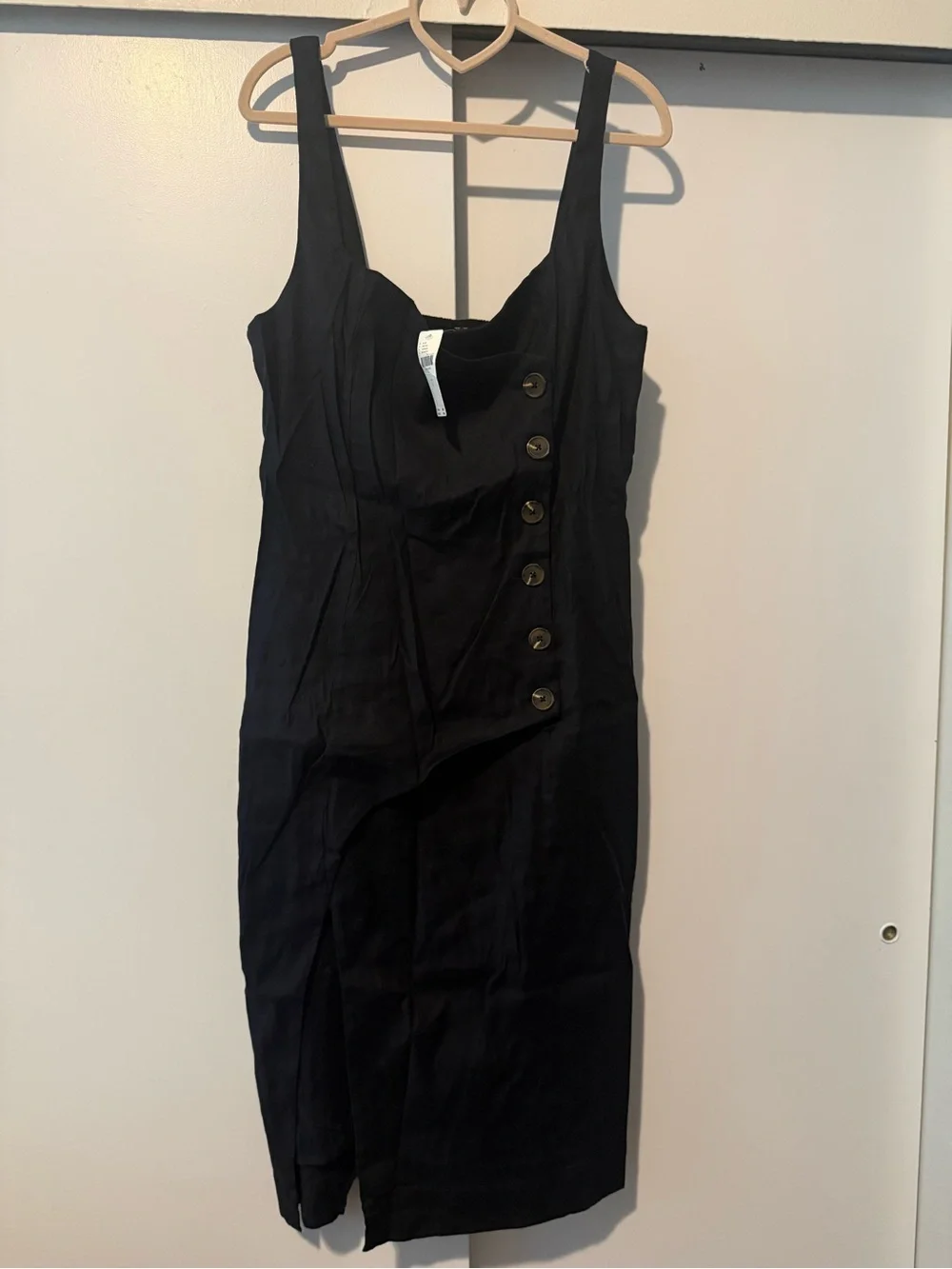 Anthropologie Black Sleeveless Midi Dress with Side Buttons - Picture 5 of 5